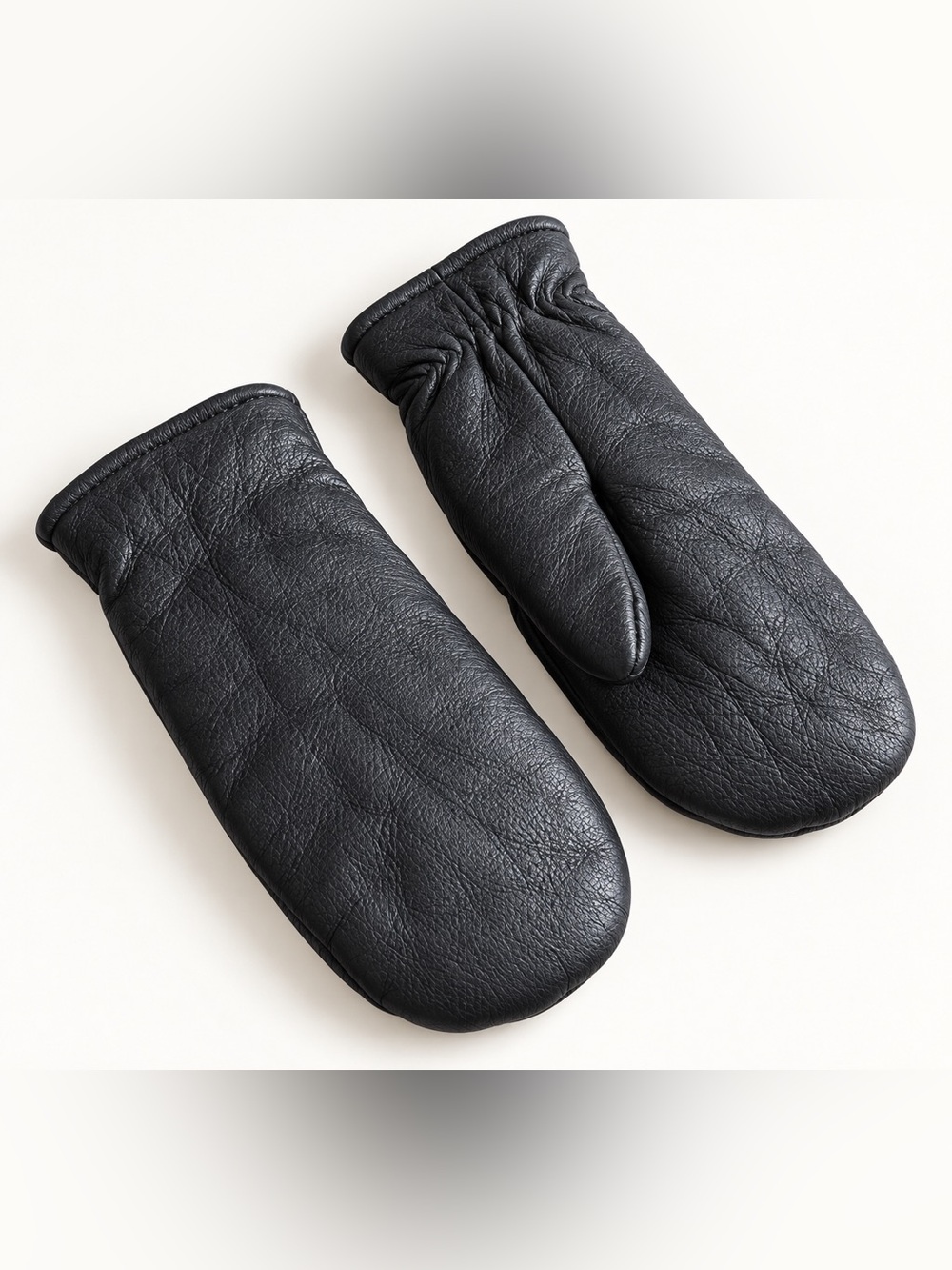 Women's Black Leather Mittens - Sleek Winter Accessory